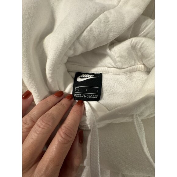 Nike Men Large White Hoodie Pullover Swoosh Logo Athleisure Streetwear - Picture 8 of 8